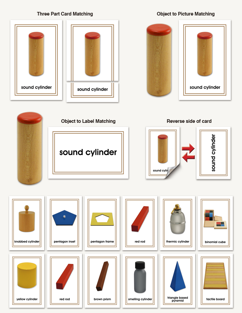 Sensorial Materials Three-Part Cards - 1